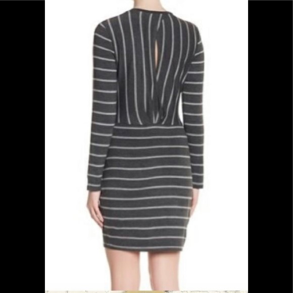Anthropologie Cupcakes and Cashmere Malbec Dress Grey Stripe Jersey Keyhole Back - Picture 4 of 7